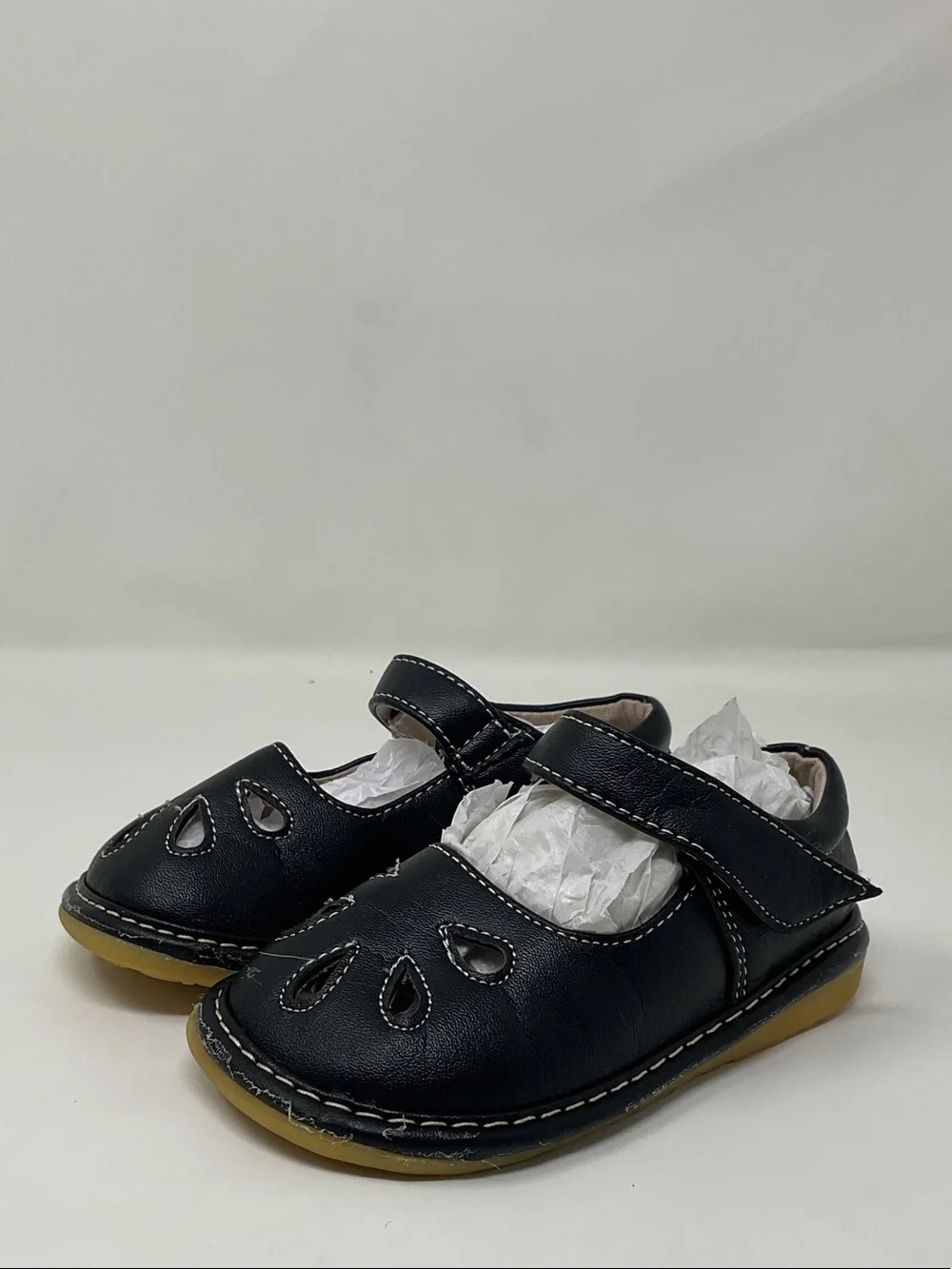 Black Leather Velcro Mary Jane Walker Shoes Baby Girl Toddler size 6 alligator 🐊